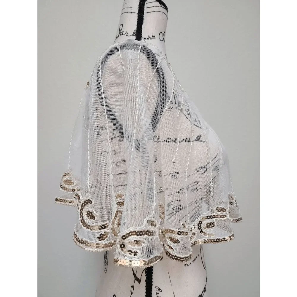 ✨ Sequin Mesh Evening Party Retro Flapper 1920s Shawl Wrap Cover Up Cape NEW